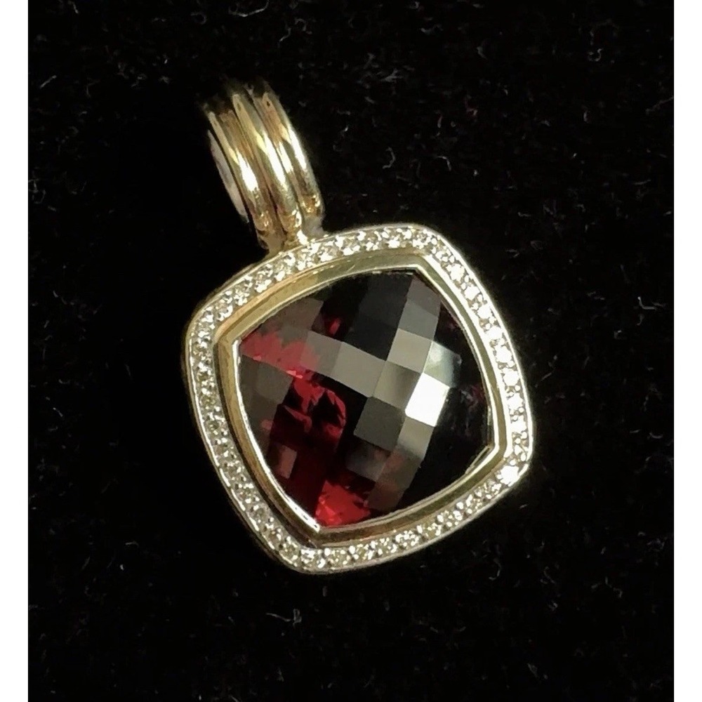 David Yurman Vintage Albion Garnet & Diamond Enhancer 925 -18k Pendant